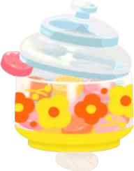 黄色いキャンディポットの画像
