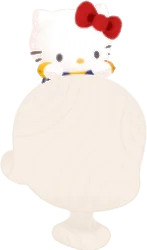 頭のせハローキティぬいぐるみの画像