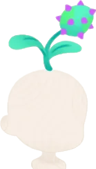 頭に生えたトゲフラワーの蕾の画像