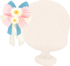 マーガレットとリボンの髪飾りの画像