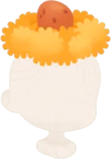 小さな卵が乗った黄色い巣の画像