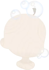 頭と顔に付いた洗濯泡の画像