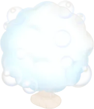 もこもこに泡立った洗濯泡の画像