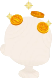 頭上にきらめく硬貨の画像