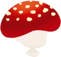 真っ赤なキノコの帽子の画像