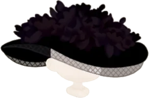 黒い花のブリムハットの画像