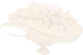 白い花のブリムハットの画像