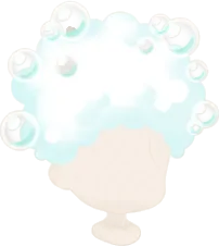 もこもこ泡のアフロヘアーの画像