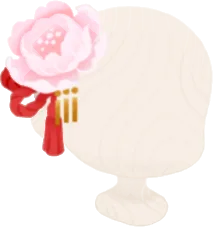 華やかな牡丹の花飾りの画像