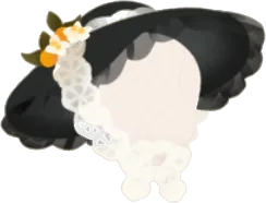 レースで結んだつば広帽子の画像