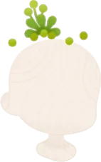 頭に生えた植物の画像