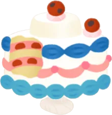 一口すくわれたケーキヘッドの画像