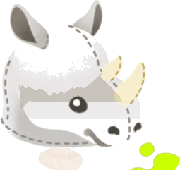 サイの着ぐるみヘッドの画像