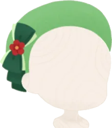 赤いお花のリボンベレー帽の画像