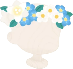 勿忘草とフリージアの花冠の画像