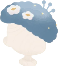 茂るベレー帽・花の画像