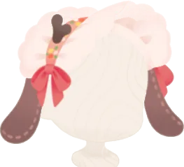 赤いリボン付き花柄ヘッドドレスの画像