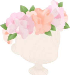 手編みのスイートピーの花冠の画像