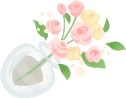 ピンクバラの花瓶の画像