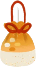 オレンジの巾着の画像