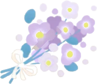 紫の花を集めた小さな花束の画像