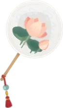 蓮柄の団扇の画像
