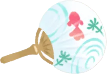 金魚柄の竹うちわの画像