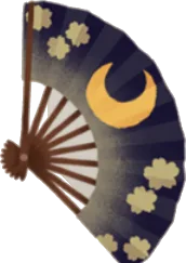 月夜の金桜柄扇子の画像