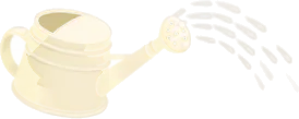 野菜の水やりのジョウロの画像
