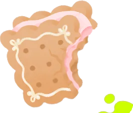 かじられたクリームサンドクッキーの画像