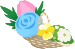 花を摘み集めたバスケットの画像
