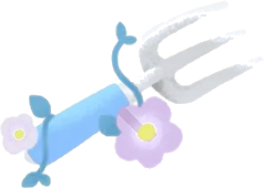花が絡みつくガーデンフォークの画像