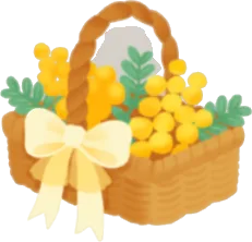 手持ちミモザの花カゴの画像