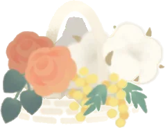 アトリエの花カゴの画像