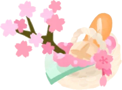 お花見日和のピクニックバスケットの画像