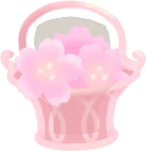 桜を集めたカゴの画像