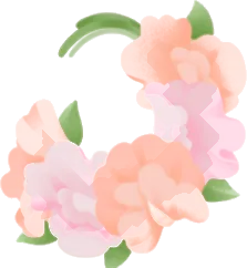 編みかけのスイートピーの花冠の画像