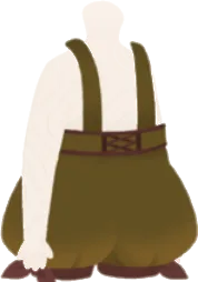 深い緑のサロペットの画像