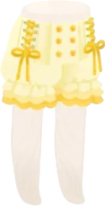 ミモザ色の編み上げフリルパンツの画像