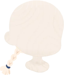ピンと結んだ三つ編みの画像