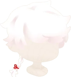 赤紐のおさげ白ヘアの画像