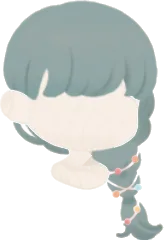 スモーキーグリーンみつあみヘアの画像