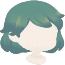 少し癖のあるグリーンボブヘアの画像