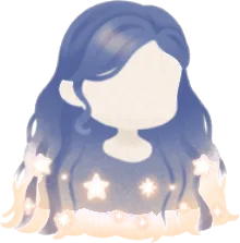 星の輝きに染まるロングヘアの画像