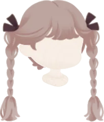 リボン結びの素朴な三つ編みの画像