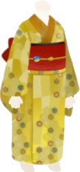 看板娘の黄色い着物の画像