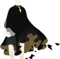 強い風になびく少女のドレスの画像