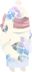 紫陽花柄の浴衣・白の画像