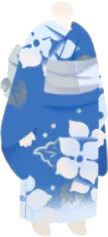 紫陽花柄の浴衣・青の画像
