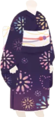 彩り花火柄の浴衣の画像